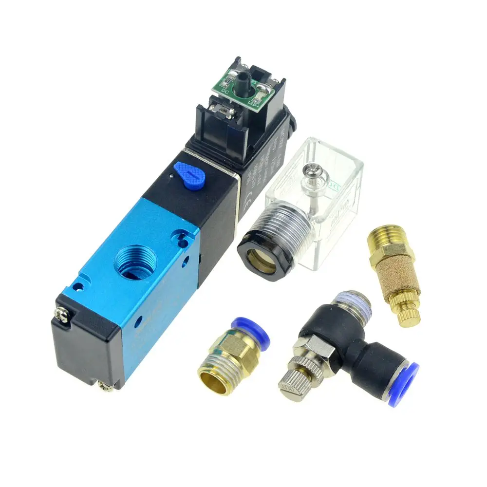 3 Way Port 2 Position 12V 24V 220V Pneumatic Air Solenoid Valve Electric Control Gas Magnetic Valve 10mm 6mm 8mm Hose Connection