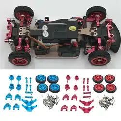 1:28 mozzo dello sterzo bracci oscillanti Kit di pneumatici per montaggio Shock per Wltoys P929 P939 K969 K979 K989 K999 1/28 Rc Drift Car Metal Upgrade Part