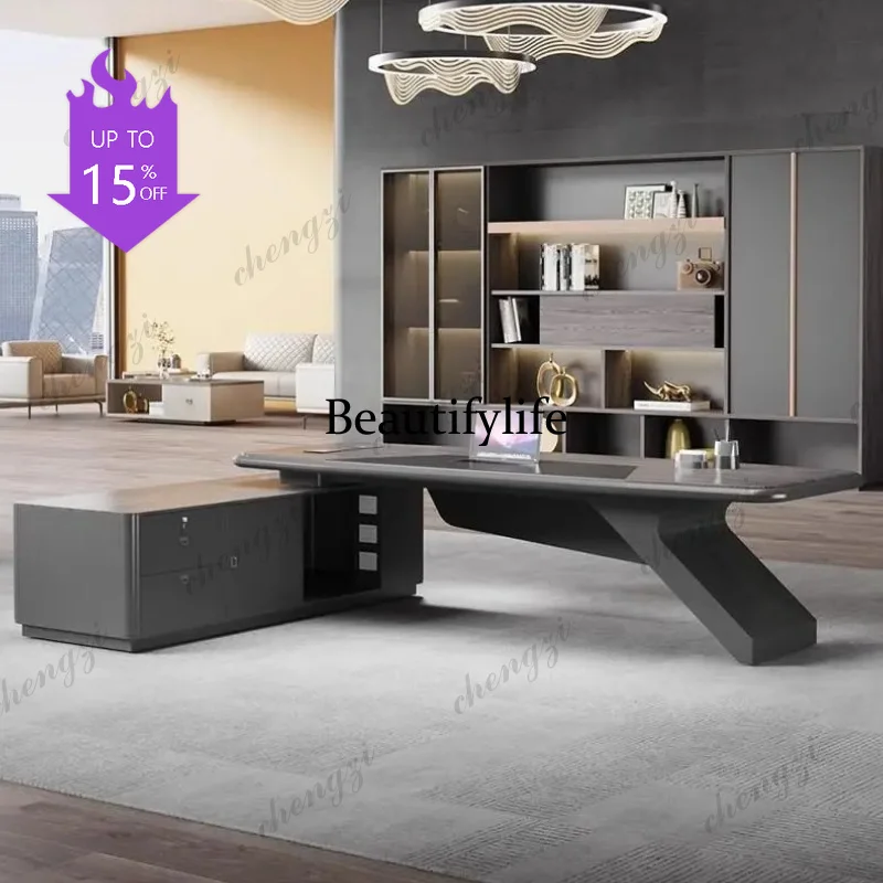 07  Large Storage Office Desks Modern Drawer Wooden L Shape Computer Desks Table Study Writing Mesa De Escritorio