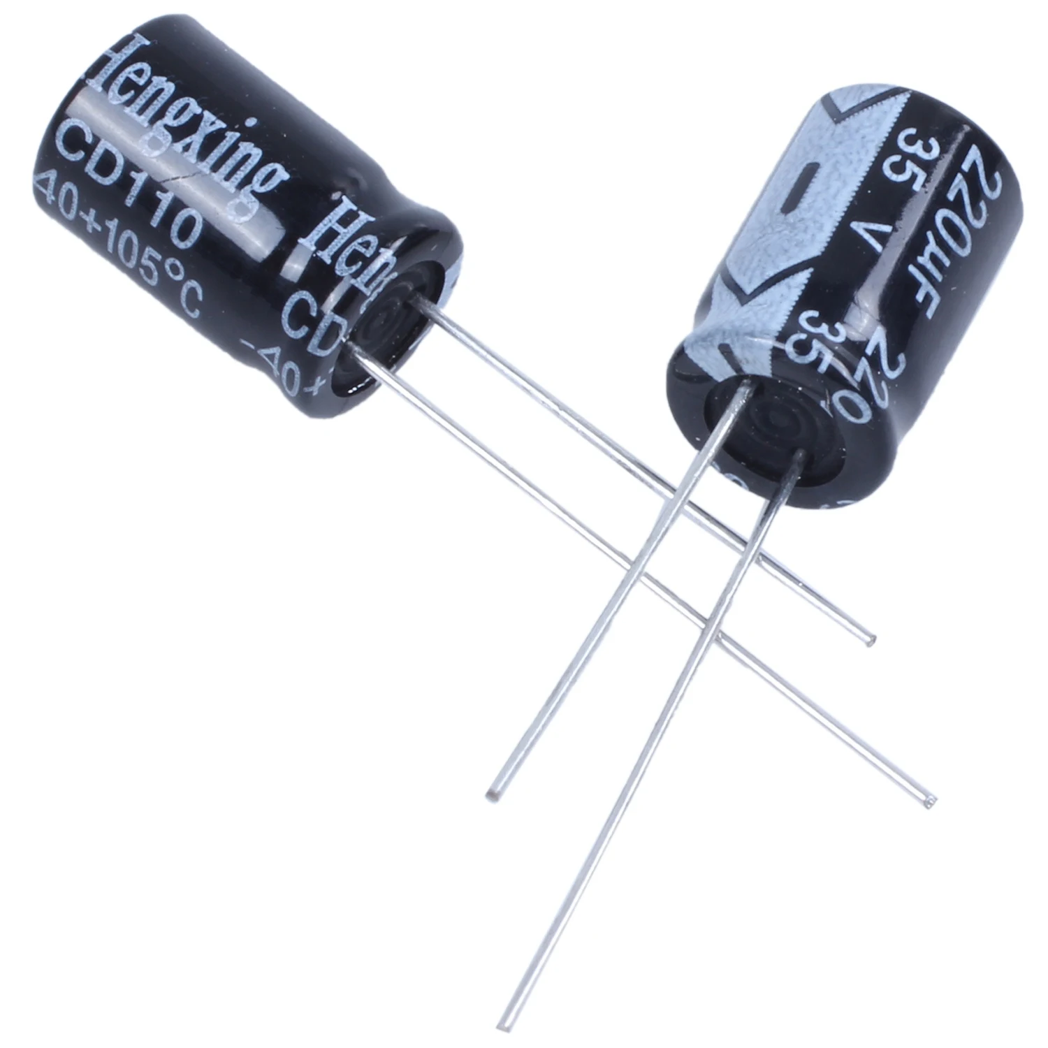 10 x 220uF 35V 105C Radial Electrolytic Capacitor 8x12mm