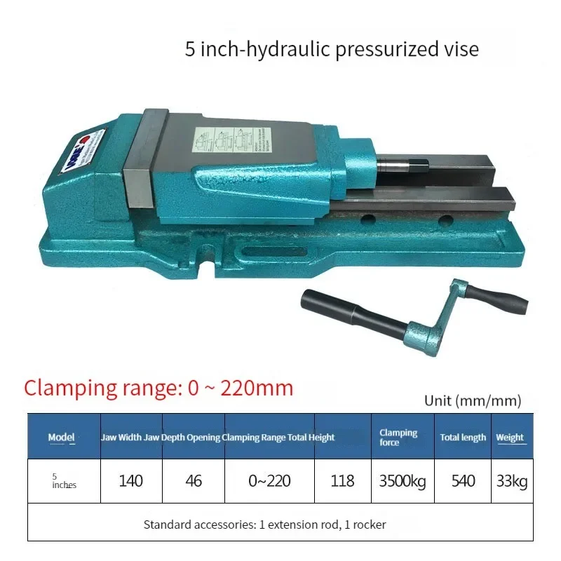 6-inch Vise CNC Flat Jaw Vise Table Vise Milling Machine Powerful Hydraulic Fixture Precision Double Force