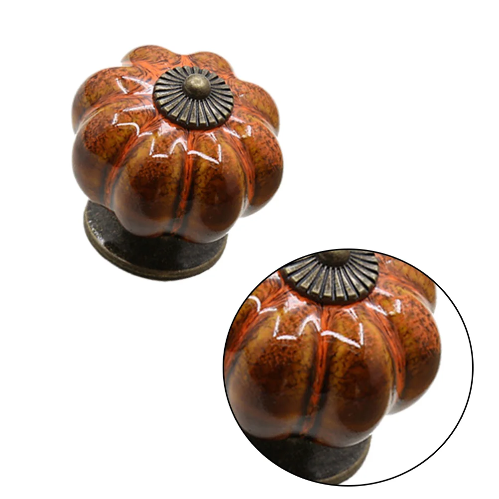 

6Pcs Durable Ceramic Pumpkin Style Knobs for Drawers Cabinets Wardrobes Orange Cabinet Knob Drawer Knobs Ceramic Pull Handle