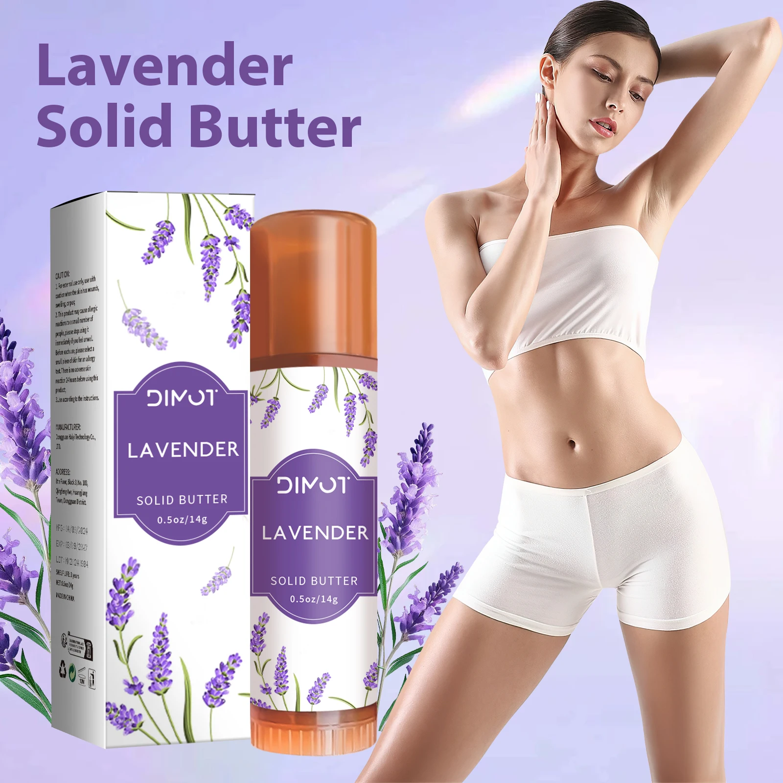 

DIMOT Lavender Solid Body Butter 14g - Deep Moisturizing, Portable, Long-Lasting Hydration for Dry Skin
