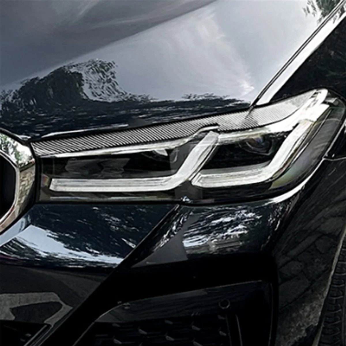 Faro delantero confiable para coche, faro delantero para párpado, ceja para bmw serie 5 G30 G31 2021-2023 de fibra de carbono