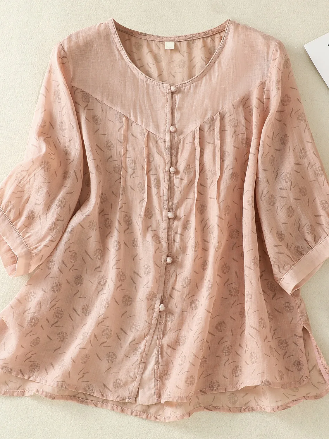 Künstlerische Baumwolle Leinen Blumendruck Damen irt round Ne ort Sve Bequeme lockere Passform Übergröße Chinesische Marke Sommer...