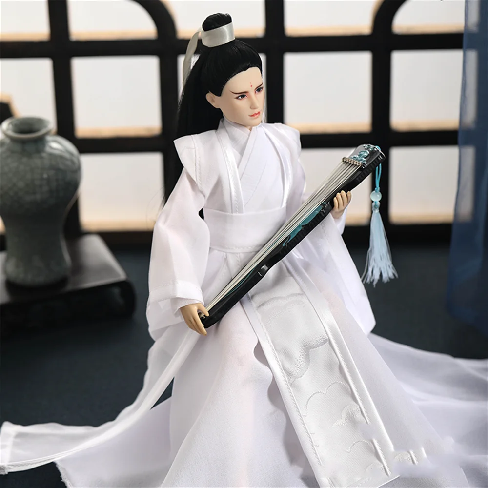 

1/6 Male White Ancient Jacket coat Hanfu clothes coat Hanfu Robe Suit Costume long Dress for 12inch Action Figure Model Toy