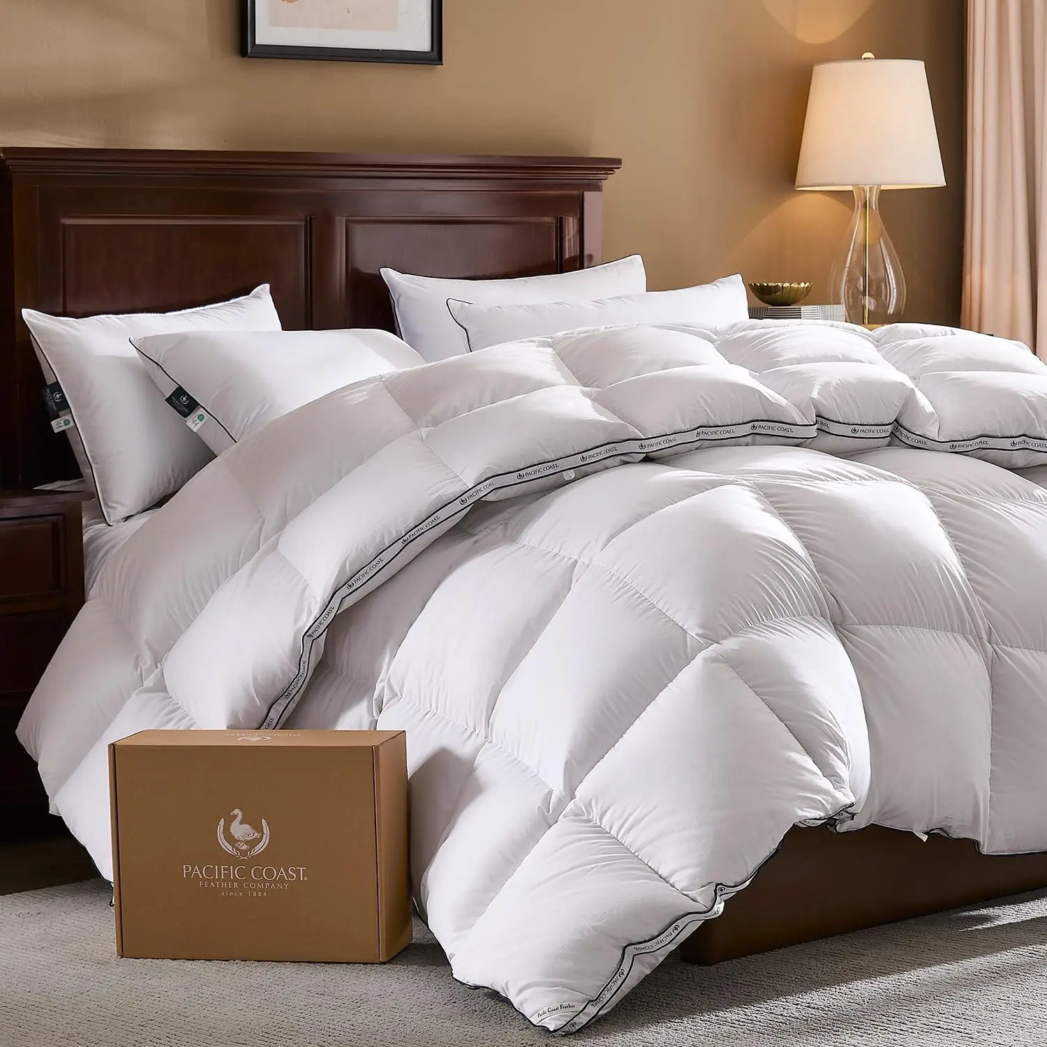 Heavyweight Goose Down Comforter Twin Size, Thickened Winter Duvet Insert with 50oz Fill, Ultra-Soft Fluffy Breathable Hotel