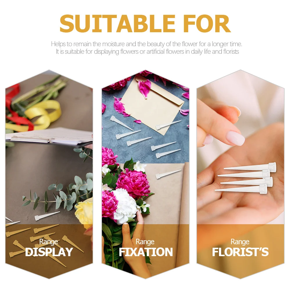 50 Uds. Tubos de flores de plástico transparente, viales, soporte de agua con tallo, accesorios para ramo de boda, suministros de floristería, tubo de flores frescas