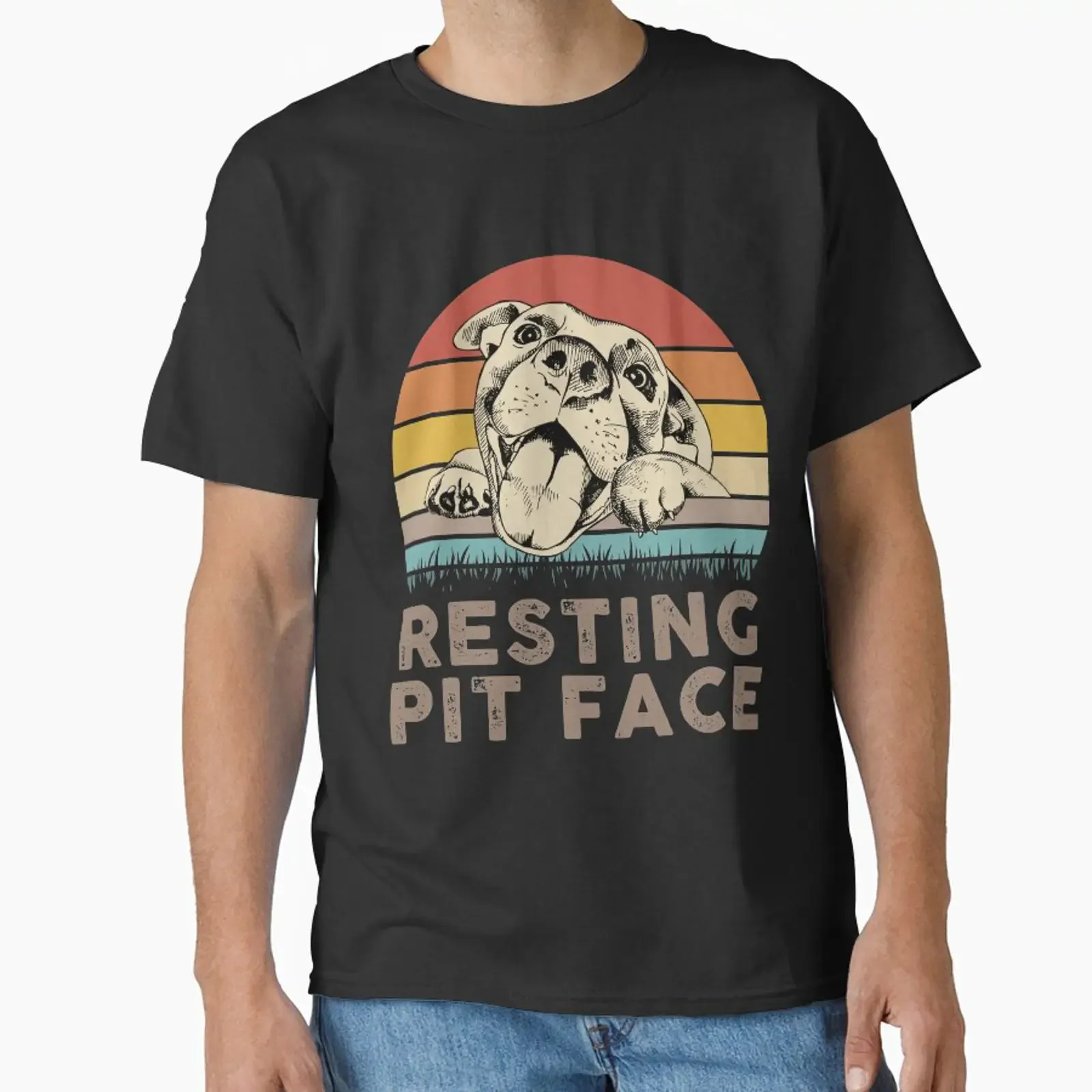 Resting Pit Face designed and sold by mydesigns15 vintage Washed Stretched designer clothes Breathable fashion