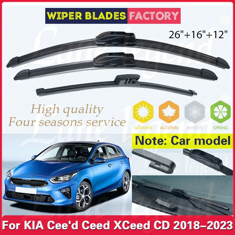 For KIA Cee\'d Ceed XCeed CD 2018 2019 2020 2021 2022 2023 Car Front Rear Wiper Blades Windshield Windscreen Window 26\