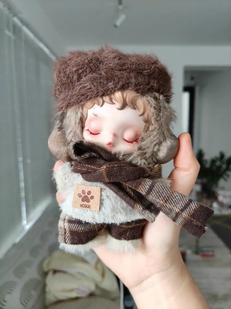 

New For Skullpanda Universal Outfits With Hat Doll Accessories Doll Clothes Suitable For Labubu Mini Cute Costumes Brown Sweater