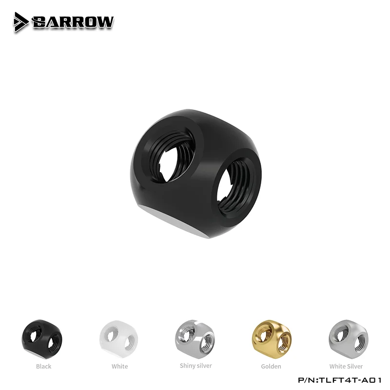 

BARROW G1/4" 4-контактный кубический разъем, распределитель жидкости, фитинги водяного охлаждения компьютера, черный/яркое серебро/белый/золотой, TLFT4T-A01