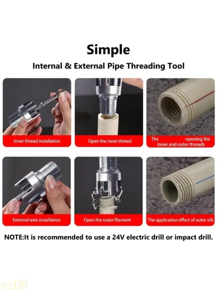 

Q2Q4 2Pcs Pipes Threading Tool Set Drill Adapter Pipes Threaders For 1/2 And 3/4Inch Plumbing With Shanks Design