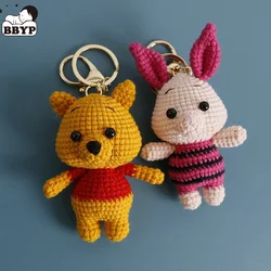 Handmade Crochet Stuffed Key Chain kawaii Knitted Cartoon bear Rabbit Doll Key Ring Pendant for Boys Schoolbag Keychain