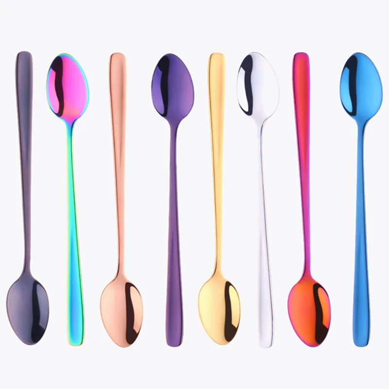 

40Pcs Stainless Steel Ice Spoon Long Handle Dessert Scoop for Ice Cream Honey Spoons Set Yogurt Stirring Tools Mixing Spoon