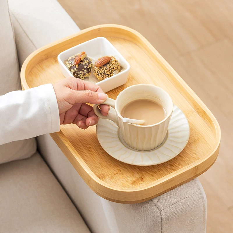 Adjustable Armrest Tray Narrow Snack Board for Sofa Afternoon Tea Serving Table Space-Saving Mini Side Table for Living Room
