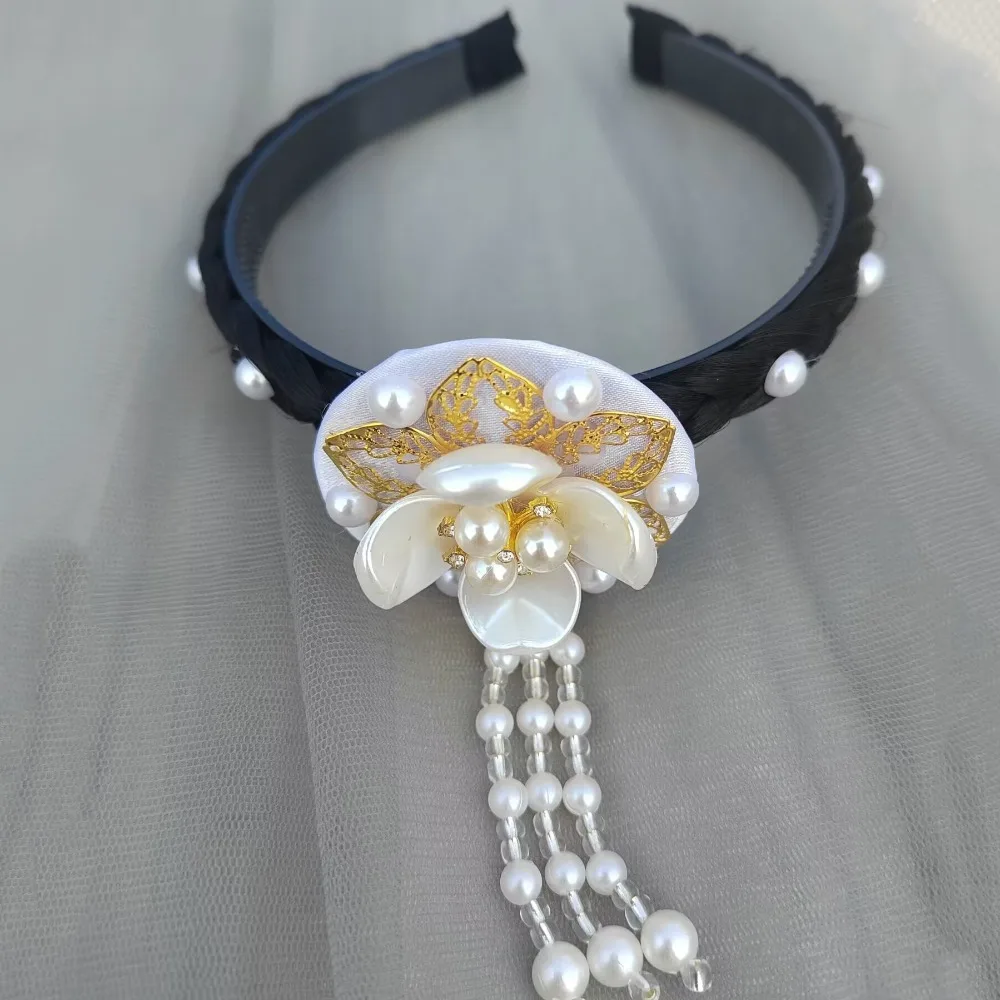 

Gift Flower Korean Headband Tassels Beaded Hanbok Hairband Headdress Traditional Stage Dance Hair Hoop Wedding