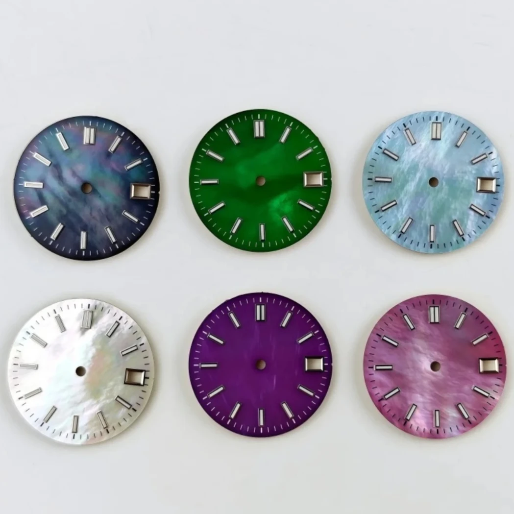 

28.5mm No logo Colorful Shell Watch Dial Blue Lume For NH35/36 Automatic Movement Case Durable Modding Parts
