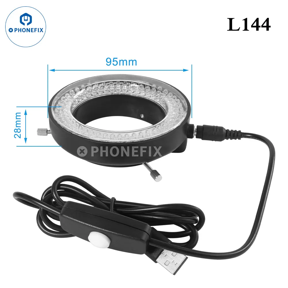 Mechanic L144 L72 L64 Microscope LED Ring Light Illuminator Lamp for Industrial Microscope Camera Magnifier Circle Light Source