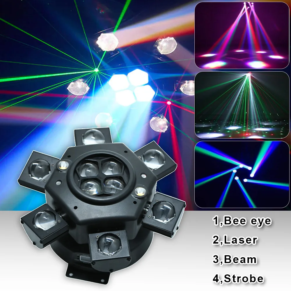 

New RGBW 10x10w Lamp Bead With RG Laser Strobe Beam 4in1 Effect Moving Head Stage Lights For Wedding Party Decoration DMX Music