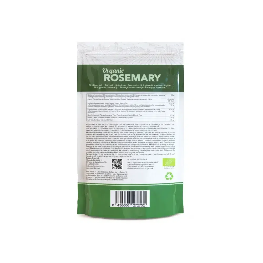 Nortembio-organic dry rosemary 100g-Natural 100% origin-rosemary rubbed without additives or preservatives-gently dried rosemary leaves especially for Pasta and Pizzas.