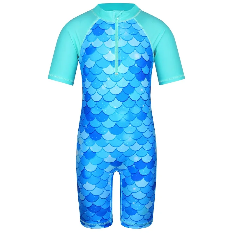 

2 -12 Years Girls Swimsuit UPF 50+ UV Swimwear Sun Protective One Piece Beachwear with Ziper Surfing Suit Rashguard