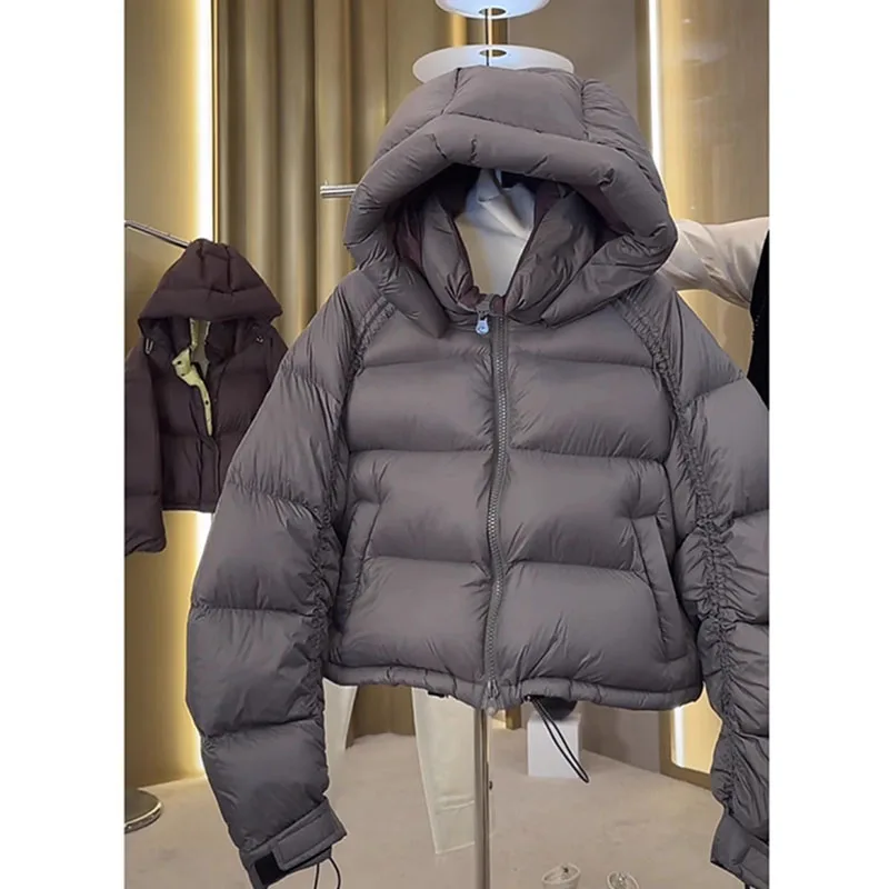 

Женское зимнее пальто премиум-класса Puffer Jaet Thiened Bread Sle с капюшоном кофейного цвета, модное пальто для поездок на работу, Du down