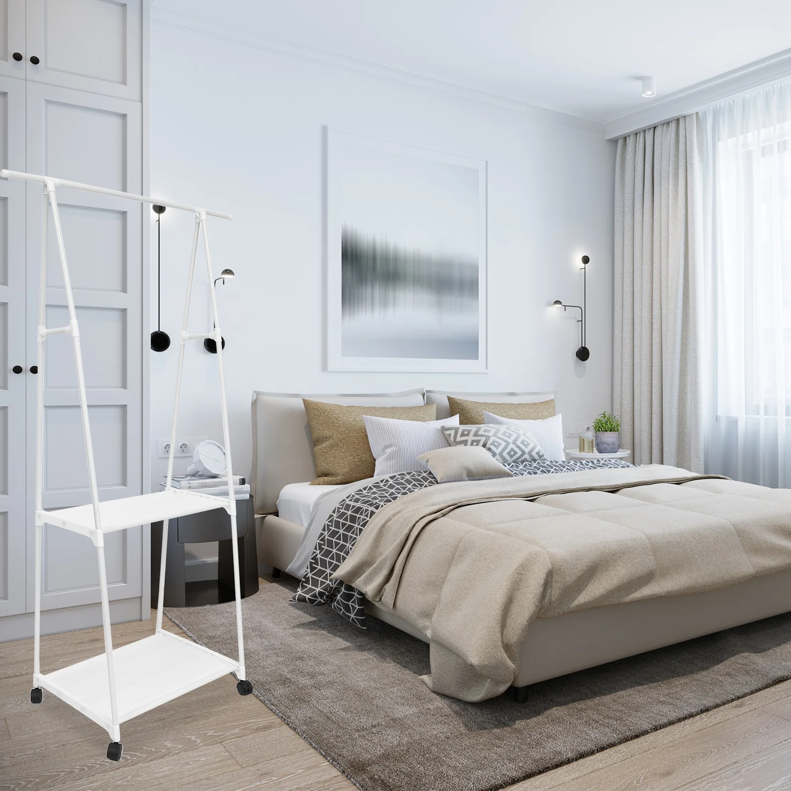 

1Pcs Clothing Storage Rack Stylish Standing Organizer Space Saving for Bedroom Entry Hall Apartment Hotel Use Garment Organizer