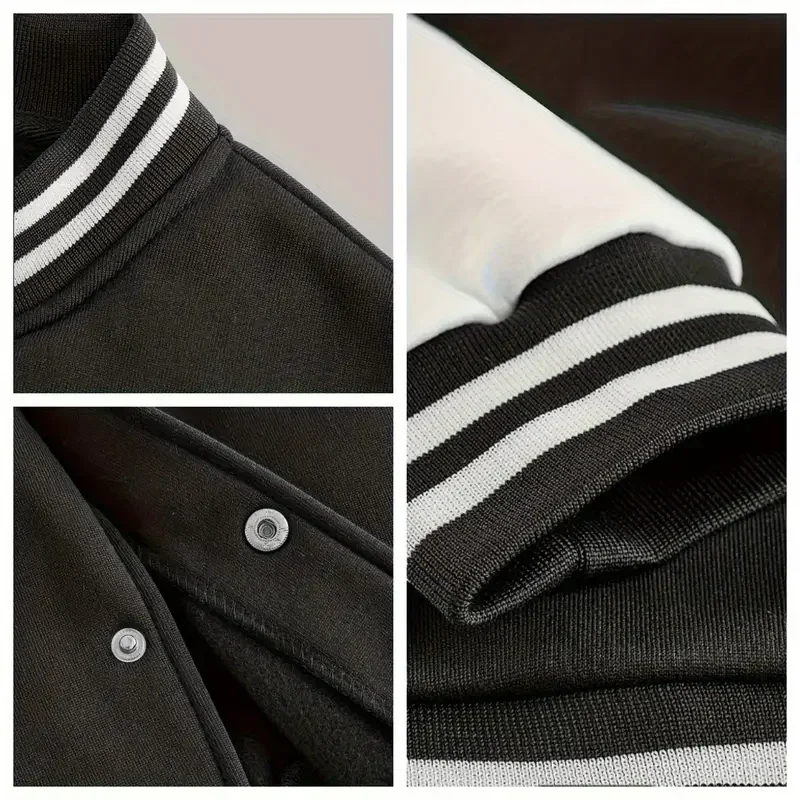 Baseball Jacke Damen Herren Herbst Winter Mäntel Fleece Oansatz Streetwear Hoodies Pullover Sweatshirt Trainingsanzug Kleidung Unisex