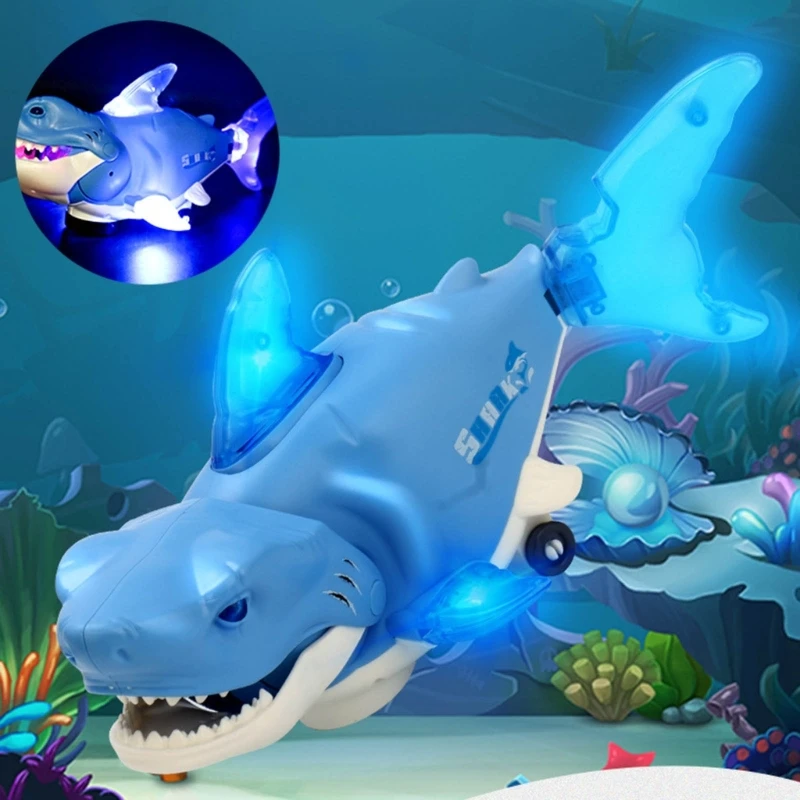 Poupée requin marchant avec musique LED, jouet interactif éducatif amusant, cadeau d'anniversaire D5QF