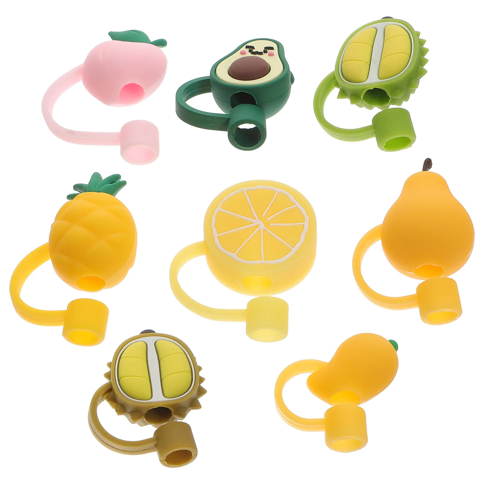 

8pcs Silicone Straw Covers Cute Fruit Shape Reusable Drinking Straw Caps Tips Protector For Outdoor Parties Graduation