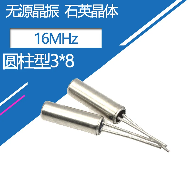 10pcs 3*8mm Crystal Cylinder Quartz Resonator 16mhz 16m 16.000mhz 2pin 3x8mm