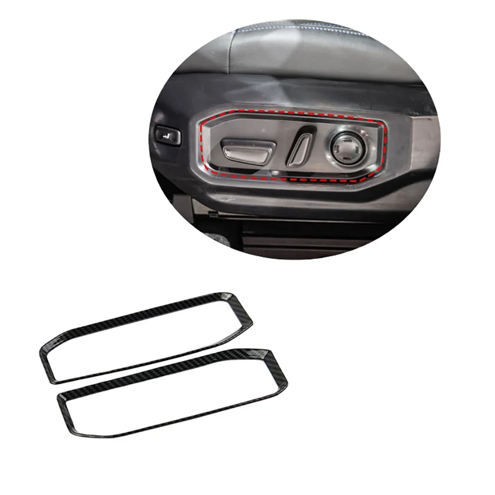 2 Pcs ABS Carbon Fiber Color Side Seat Adjustment Button Cover Trim For Toyota Tundra 2022+ Car Styling 4X4 Accessories