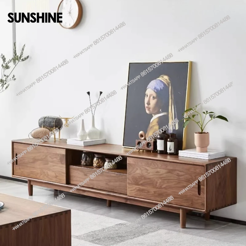 

Italian minimalist all-solid wood locker living room home storage floor cabinet