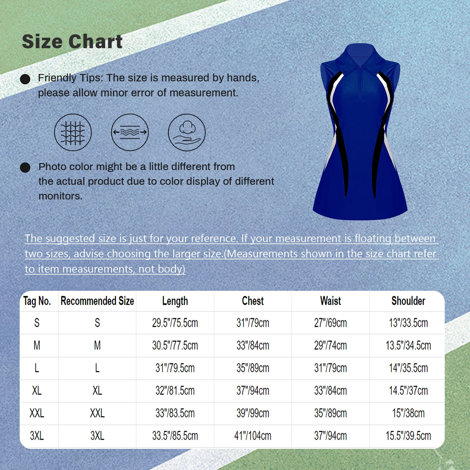 Womens Golf Tennis Dress Sleeveless Contrast Color Zipper Slim Fit Athletic Dresses Workout Running Biking Badminton Sportswear