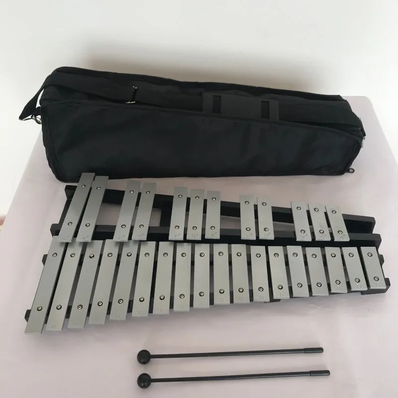 Xilófono de 30 Notas, Xilófono de Metal para Meditación, Glockenspiel de Aluminio, Percusión Orff para Adultos y Niños, Piano Profesional de Madera