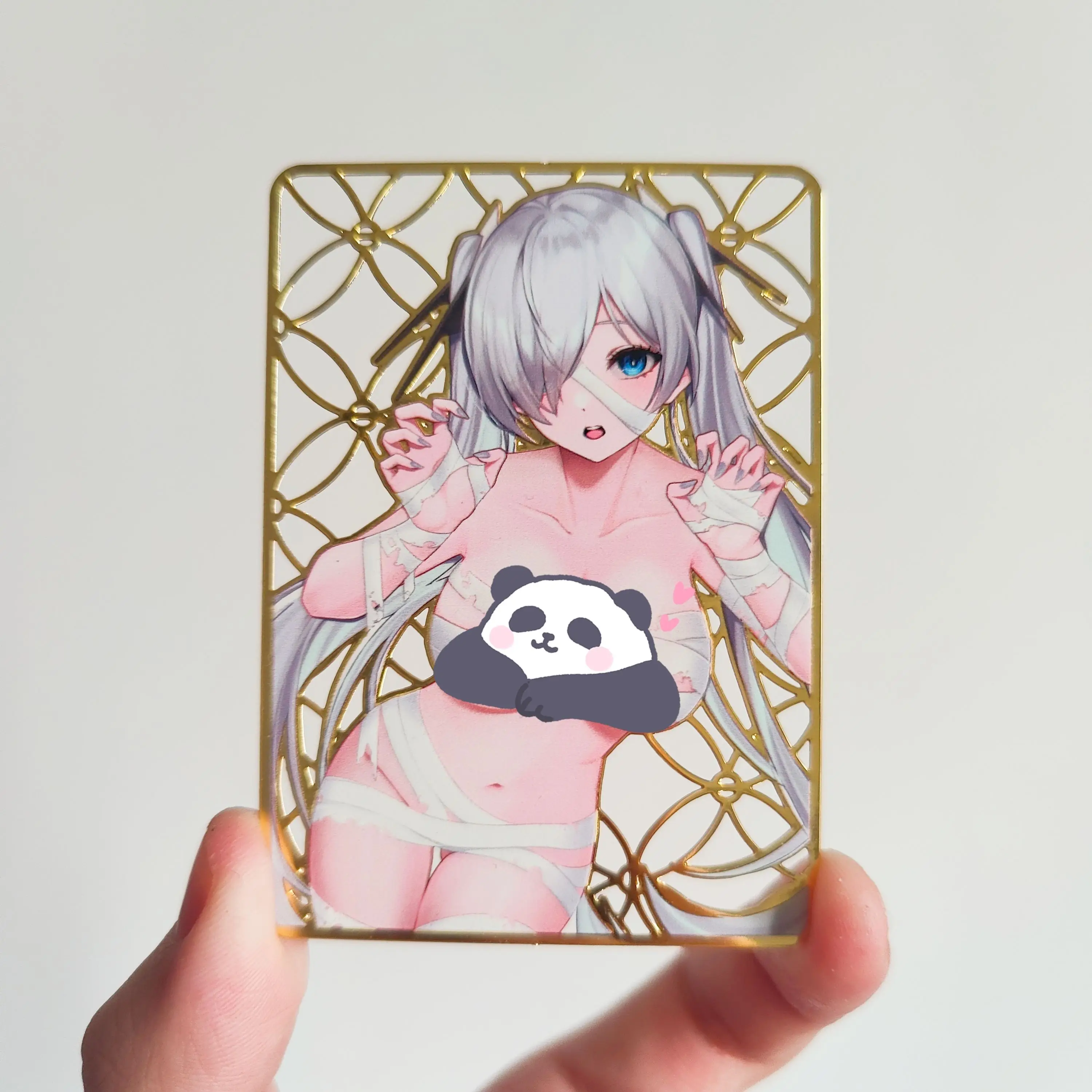 Diy NIKKE: آلهة النصر المجوفة المعدنية ذاتية الصنع بطاقات أنيمي لعبة هدية ضوء النجوم ومضات الملونة فلاش أنيمي لعبة