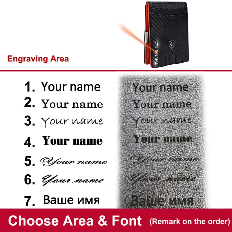 남성용 간단한 슬림 RFID 카드 홀더, 이름 각인 하이 퀄리티, 탄소 섬유 카드 가방, 소형 남성용 지갑, 신제품