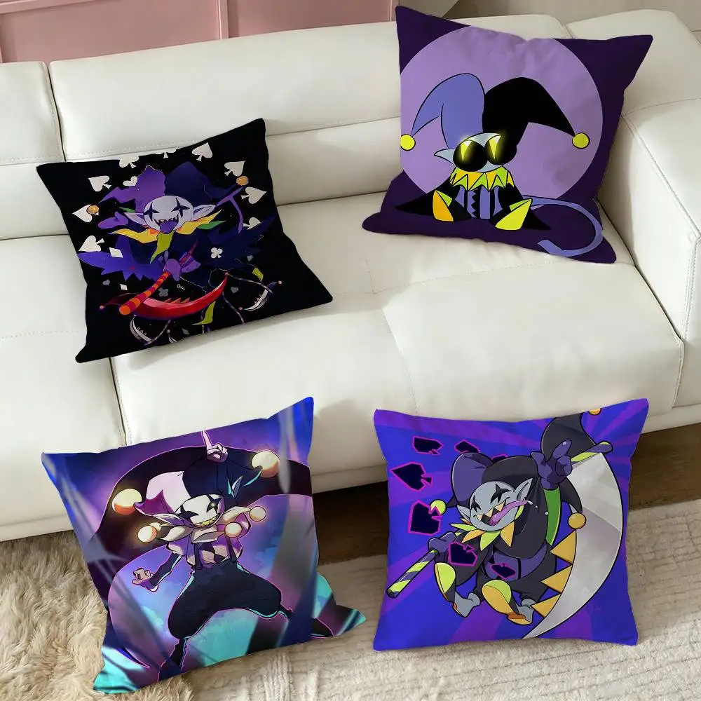 D-Deltarune Jevil  Pillow Case Square Double-Sided Sofa Cushion Cover Bedroom Bedside Pillow