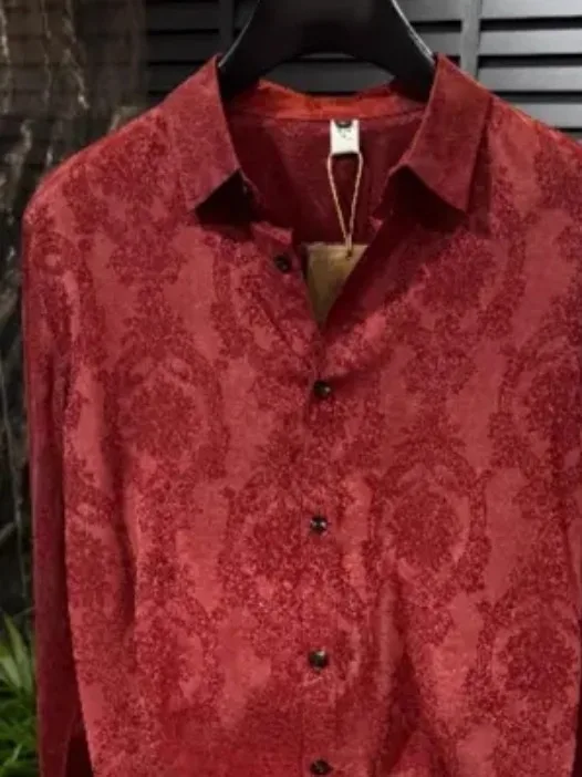 

Autumn New Men's Comfortable Skin-Friendly Long Sve irt Faionable Versatile Luxury Cool Sle Youthful Trendy Busin