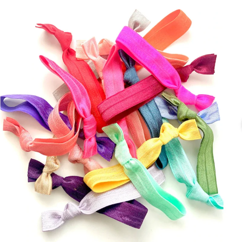 50Pcs 100Pcs Random Solid Color Headband FOE Knot Hair Ties Elastic Hair Band Ponytail Holder Hair Accessories Bracelet