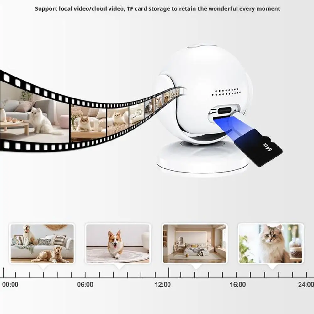 Telecamera IP WiFi 4K 8MP con scheda di memoria 64G Staffa regolabile Telecamera di sorveglianza wireless di sicurezza domestica intelligente Monitor Mini Cam