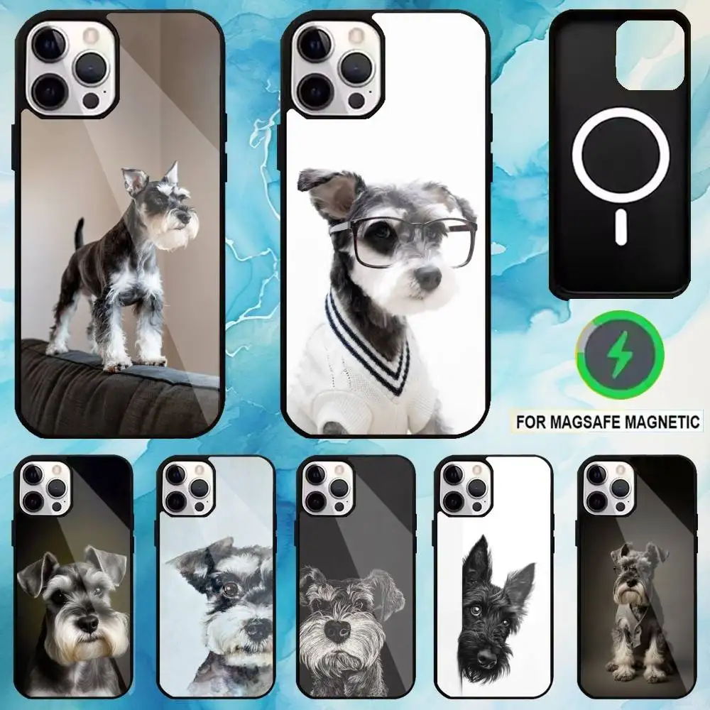 

Cute Schnauzer Phone Case For iPhone17,16,15,14,13,12,11 Plus,Pro Max Magnetic For Magsafe Wireless Charging
