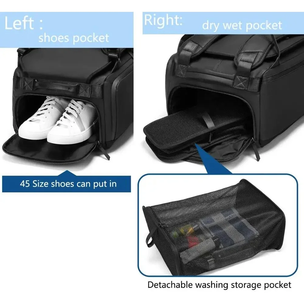 50L Travel Bag Luggage Men Gym Bags Multi-funcation Fitness Dry Wet Shoulder Bag Outdoor Handbags Backpack Tourist Duffel Men