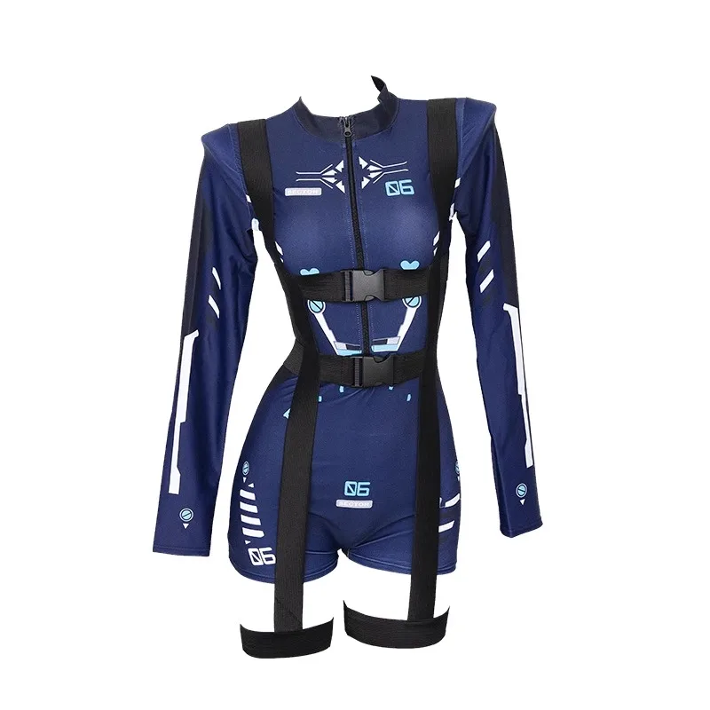 

Игра Киберпанк Косплей Костюм Женский Специальный Агент Меха Принт Боди С Длинными Рукавами Сексуальный Комбинезон Купальник Одежда на Хэллоуин