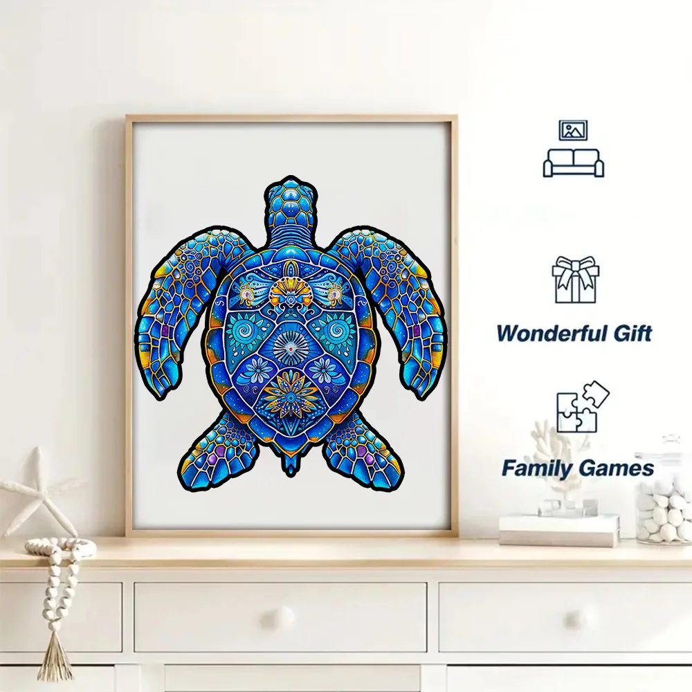 Houten puzzels, zeeschildpad legpuzzels Uniek gevormde houten puzzel voor volwassenen en kinderen, familiespel