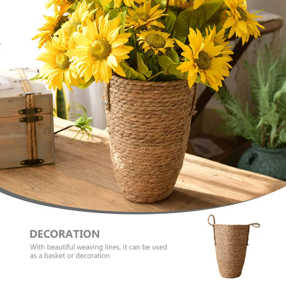 

Rattan Flower Basket Large Size Tall Seagrass Planter Indoor Pots Weaving Baskets Plants Decorative Flowerpot Woven Storage