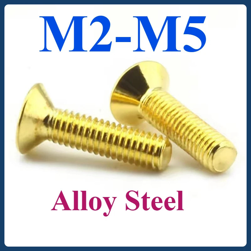 

Titanium Plating Gold Allen Screw Metric Countersunk Head Hex Bolts M2 M2.5 M3 M4 M5
