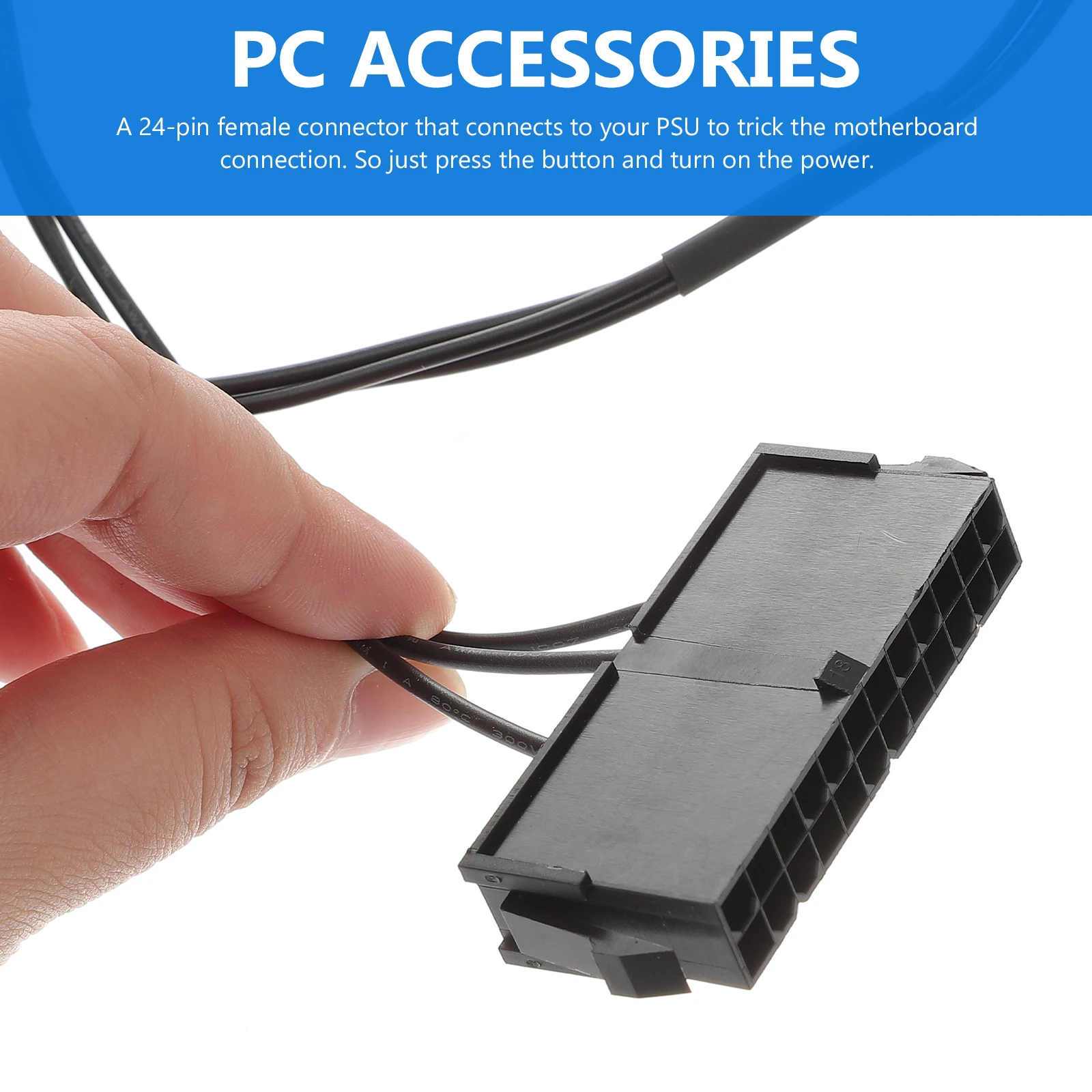 

Cable ATX Motherboard Power Supply Tester Lighted Red LED 24-Pin Female Connector PSU Jumper Bridge for PC