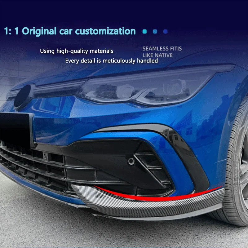 1Set Black ABS Front Wind Blade Trim For Volkswagen Golf 8 MK8 GTI Rline 2020-2024 Clubsport Exterior Mod Car Accessories